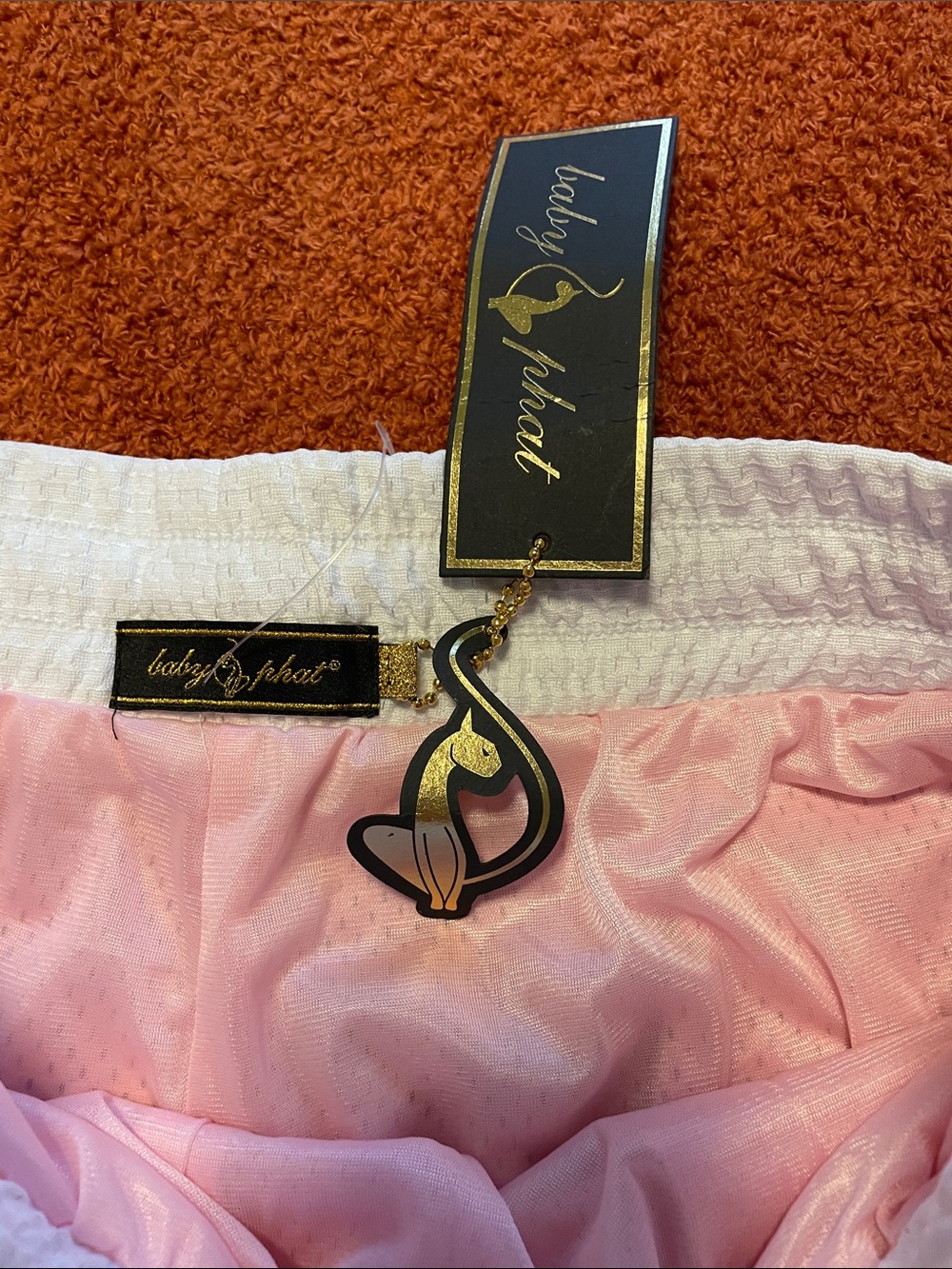 Baby Phat Pink Mesh Athletic Shorts with Black & White Trim - Picture 2 of 6